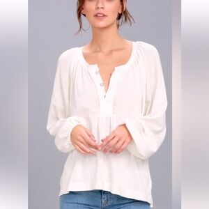 Free People Acadia Long Sleeve Henley Top